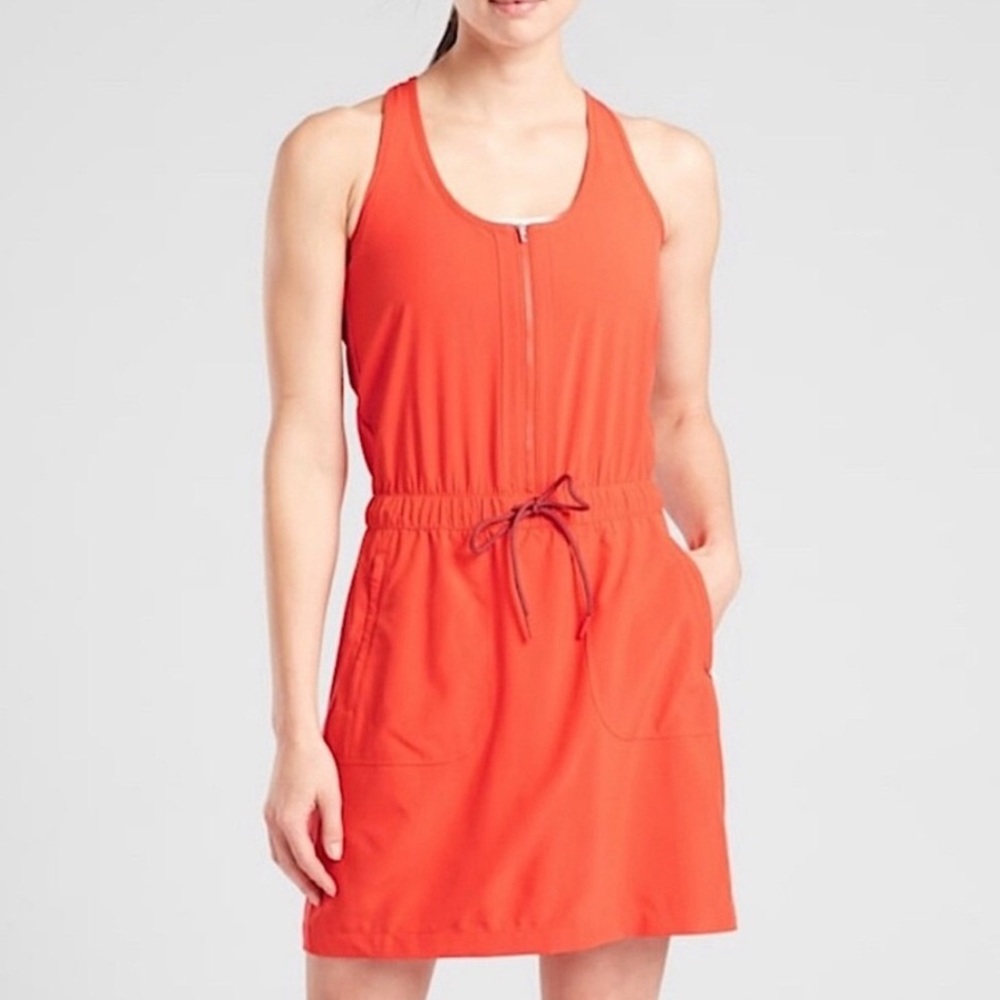 Athleta Expedition Dress Orange Athletic Basic Jumpsuit Romper Shorts 4 or Smal